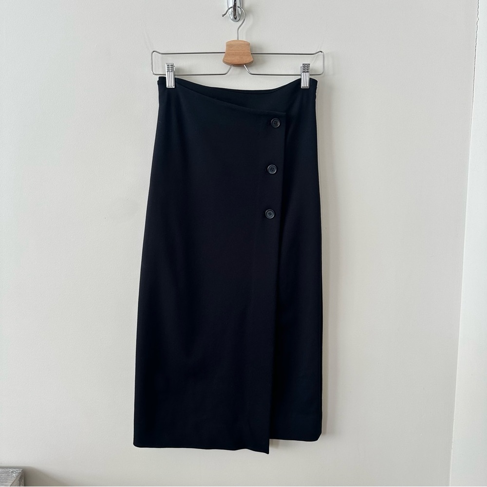 Aritzia-Babaton “Billy” Asymmetrical Button Front Midi Skirt (Size:4) - Picture 2 of 11